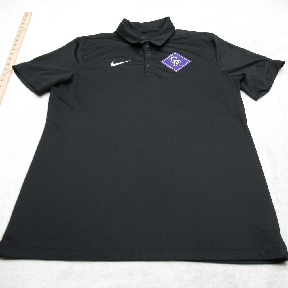 Colorado Rockies Nike Polo Shirt Men Large Black Dri-FIT Athletic Training